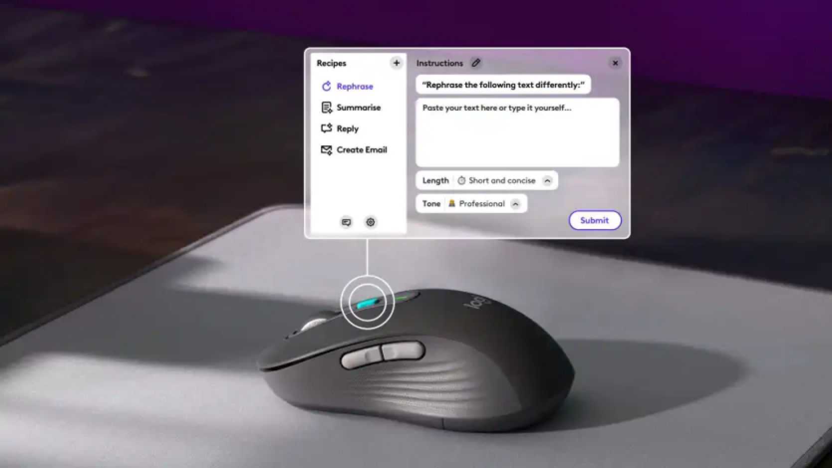 Logitech announced a computer mouse with an AI button that launches ChatGPT with a single click